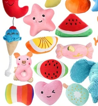 Assorted 2 pc Cartoon Plush Dog Toy